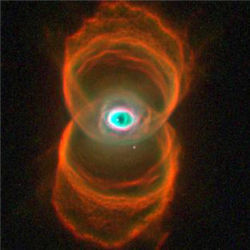 Hourglass pattern around dying star