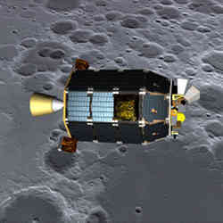 An artist's concept of NASA's Lunar Atmosphere and Dust Environment Explorer (LADEE) spacecraft.