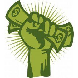 fist holding dollars, illustration