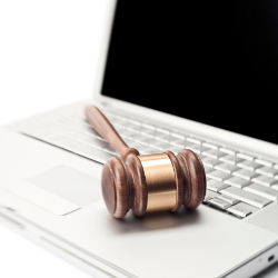 gavel and computer