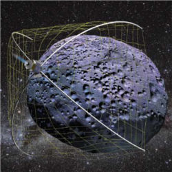 Capture asteroid with giant net