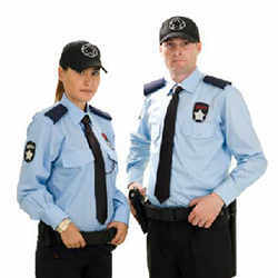 Uniformed security guards.