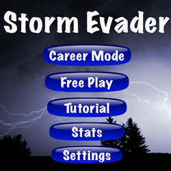 Home screen of the Storm Evader app. 