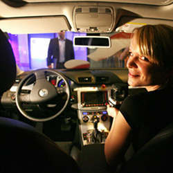 A passenger in a driverless car. 