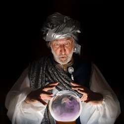 Trying to read the future in a crystal ball.