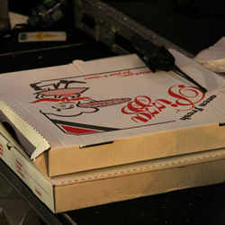 Pizza boxes. 