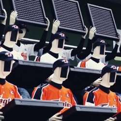 Robots in the Hanwha Eagle's Daejeon Stadium. 