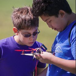 students with quadrotor copter