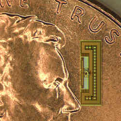 The tiny radio-on-a-chip gathers all the power it needs from the same electromagnetic waves that carry signals to its receiving antenna.