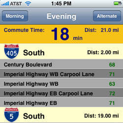 Screen shot of a traffic app.