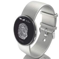 A wrist-worn biometric device. 