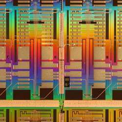 Junction of reticles on a post-processed probe-card wafer used to verify the final post-processing method for power tests of the wafer module.