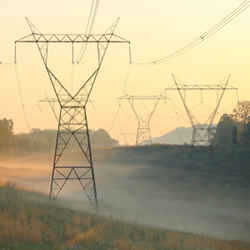 High-voltage transmission lines. 