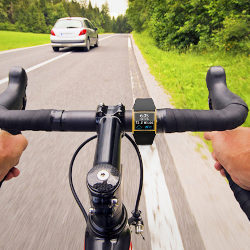 cyclist with activity tracker