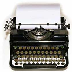 A portable typewriter. 