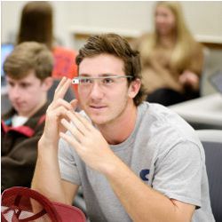 WFU student wearing Google Glass