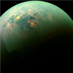 Sun glinting off Titan seas