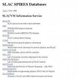 Part of an early version of a website of the Department of Energys SLAC National Accelerator Laboratory.