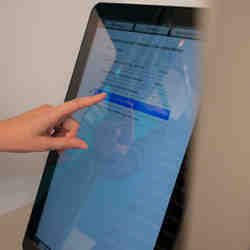 Voting on a touchscreen.