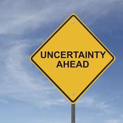 A sign indicating uncertainty ahead.