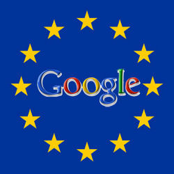 Google logo on EU flag