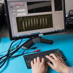 The self-powered non-mechanical intelligent keyboard in use. 