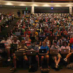 A college lecture hall.