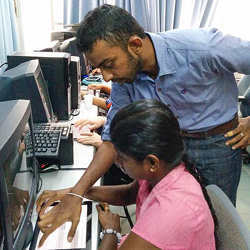 A touchscreen Braille app undergoes testing in Sri Lanka.