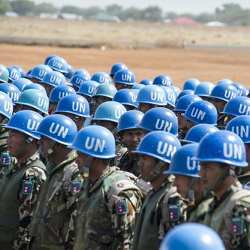 More than 200 Nepalese peacekeepers arrive in Juba, South Sudan, in February 2014.