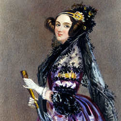 A portrait of Ada Lovelace painted by Alfred Edward Chalon in 1839.