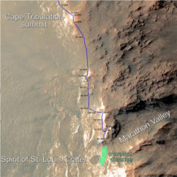 Opportunity Rover path on Mars