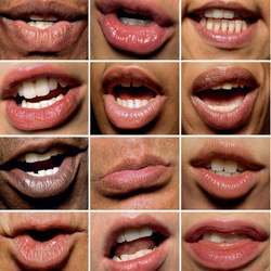 The shapes of lips speaking different sounds. 