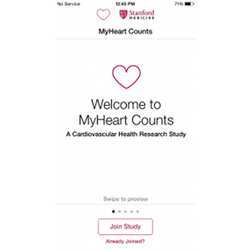 The home screen of the MyHeart Counts app.