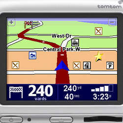 The TomTom portable navigation system.