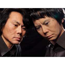 Japanese robot developer Hiroshi Ishiguro and an automated doppleganger.