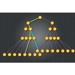 A new memory-access protocol assigns every memory address to a single path (green) through a data structure known as a tree, but a given node of the tree will often lie along multiple paths (blue).