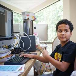 Donovan Romero-Brathwaite, 10-year-old creator of the videogame "Gunman Taco Truck." 