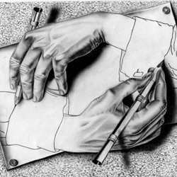 Drawing Hands, by M.C. Escher