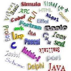 A word cloud of programming languages. 