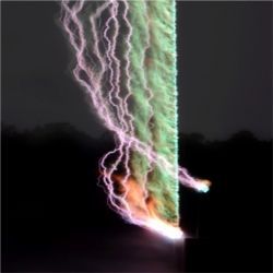 Lightning in long-exposure photo