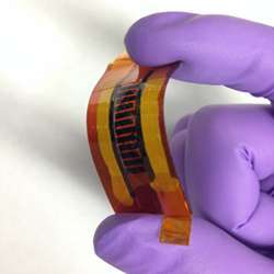 Rice University scientists made this supercapacitor with interlocked fingers using a laser and writing the pattern into a boron-infused sheet of polyimide. 