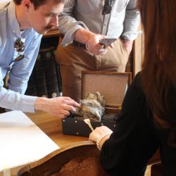 team examines Herculaneum scroll