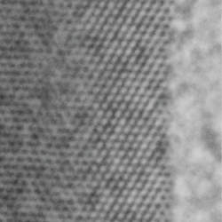 In this microscope image of the edge of a defect-free palladium nanowire, the array of dots represents single atomic columns.