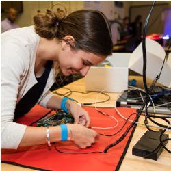 USD student working on circuit board project