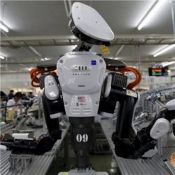 Humanoid robot in factory