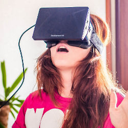 person wearing virtual reality headset