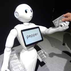 Japanese mobile carrier SoftBank's communications robot Pepper.