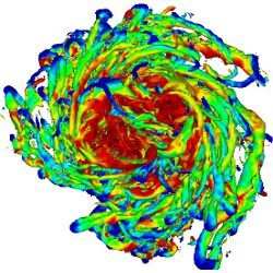 turbulence simulations for a vortex