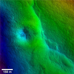 Lobate fault scarp in Vitello Cluster