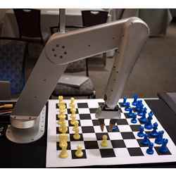 An Intel Labs Seattle robot programmed to play chess by the University of Washington artificial intelligence group.